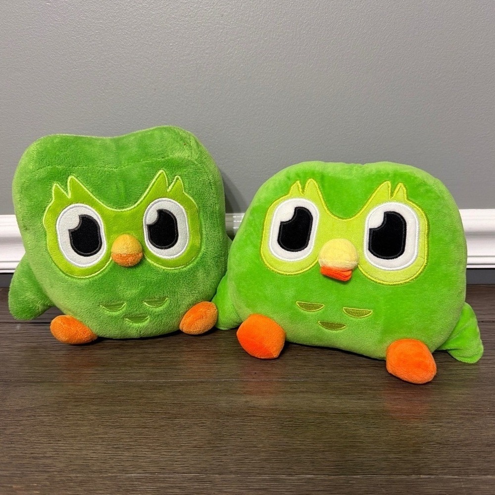 Duolingo Duo the Owl Plush Set Green Bird Mascot Stuffed Animal Language App